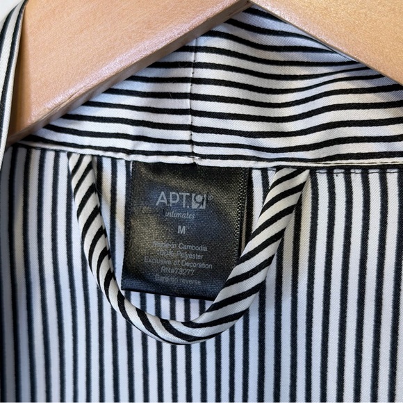 Apt. 9 | Striped Satin Lace Cuffs Open Front Belted Mini Robe - Picture 13 of 16